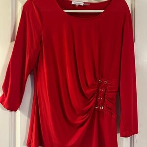 Calvin Klein Red Gathered Blouse